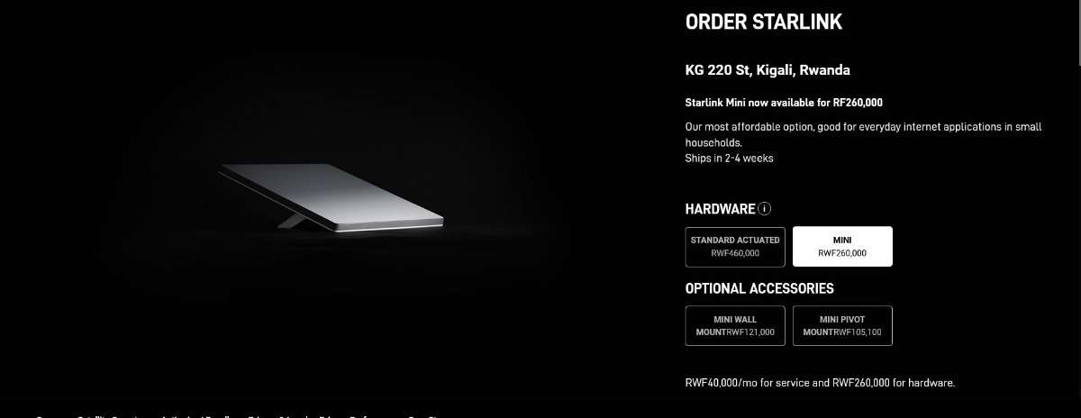 Starlink Mini Now Available in Rwanda for USD200